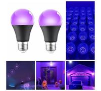 EBILUN 2pcs 10W UV Purple Light Bulb E27 Halloween Ghost HouseDecoration Fluorescent Light Bulb (Transparent)