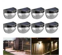 EBILUN 4/8 PCS Solar Fence Lights, LED Wall Lights Door Outdoor Garden Decorative for Deck, Step, Yard, Patio, Pathway, Stairs (Cool White,8)