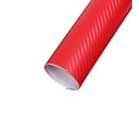 EBILUN Carbon Fiber Vinyl Film High Gloss Car Wrap Roll Adhesive Sticker Decal Sheet, Red 127x30cm