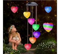 EBILUN Hanging Color Changing LED Solar Power Lamp Wind Chimes Garden Decoration Yard Waterproof LED Light Lighting (Heart Type Wind Chimes)
