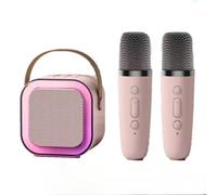 EBILUN Mini Karaoke Machine Kids with 1pcs/2pcs Microphone Portable Bluetooth Speaker with LED Lights For Kids Toys Birthday Party Gifts (Pink 1 to 2)