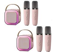 EBILUN Mini Karaoke Machine Kids with 1pcs/2pcs Microphone Portable Bluetooth Speaker with LED Lights For Kids Toys Birthday Party Gifts (2PCS Pink 1 to 2)