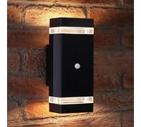 EBILUN Outdoor Up Down LED Wall Light Yard Garden Porch Sconce with PIR Motion Sensor IP67 Waterproof (Warm White)