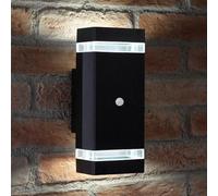EBILUN Outdoor Up Down LED Wall Light Yard Garden Porch Sconce with PIR Motion Sensor IP67 Waterproof (Cold White)