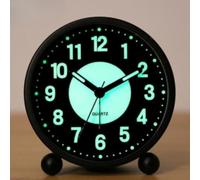 EBILUN Silent Bedside Alarm Clock Non Ticking Glow-in-the-Dark Bedroom Clock (black)