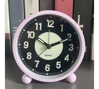 EBILUN Silent Bedside Alarm Clock Non Ticking Glow-in-the-Dark Bedroom Clock (pink)