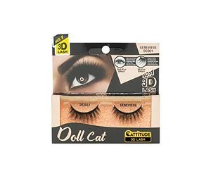 EBIN NEW YORK Cattitude 3D Lash Doll Cat - Genevieve 3D Lash Look Long Voluminous Wispy Hair Lightweight Comfortable Wear Reusable