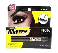 Ebin New York Grip Bond Eyelash Adhesive Black Dries Dark With Silicon Applicator 5 g / Black