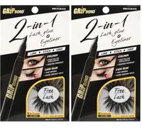 EBIN NEW YORK Grip Bond Eyelash Adhesive (Grip Bond Adhesive 2 in 1 Eyelash Glue & Eyeliner Black) | Fast Drying Extra Strong Hold Smudge Resistant Easy Application Free Lash (Pack of 2)
