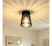 EBION Ceiling Light,Modern Chandelier Indoor Outdoor Ceiling Lighting Fixtures E27,Industrial Semi Flush Mount Outside Ceiling Lamp for Living Room,Hallway,Balcony,Porch,Black,Bulbs Not Included