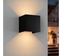 EBION LED Outdoor Wall Lights,IP65 Waterproof Up and Down Outside Wall Lights with Adjustable Beam,8W 3000K Modern Aluminum Indoor Outdoor Wall Lamp for Living Room,Porch,Garden,1 Pack