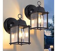 EBION Outdoor Wall Lantern,Black Outdoor Wall Lights with Glass Shade,2Pack