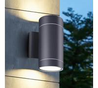 EBION Outdoor Wall Lights Mains Powered,IP54 Waterproof Up Down Lights Outdoor,GU10 Outside Lights Exterior Sconce,Aluminium Garden Wall Lamp for Front Door,Garage,Porch,Patio,Anthracite,1Pack