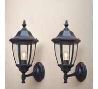 EBION Outdoor Wall Lights,Traditional Outdoor Wall Lantern,IP44 Waterproof Black Outside Exterior Wall Sconce for Garden,Porch,Garage,Patio,Corridor,2 Pack (Bulb Not Include)