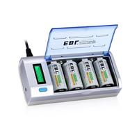 EBL 10000mAh Rechargeable D Batteries 4-Pack with LCD Universal Charger for AA/AAA/C/D Ni-MH Ni-CD Rechargeable Batteries