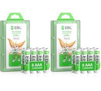 EBL 1100mAh AAA Rechargeable Batteries (16 Pack), High Capacity 1.2V NIMH Rechargeable Battery AAA with Long Lasting Power, Low Self-Discharge & Pre-Charged