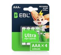 EBL 1100mAh Ni-MH AAA Rechargeable Batteries, Retail Package and Pack of 4 AAA Batteries