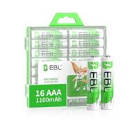 EBL 16 Pack 1100mAh Rechargeable Battery AAA, High Capacity Performance NIMH AAA Rechargeable Batteries with Durable Storage Case