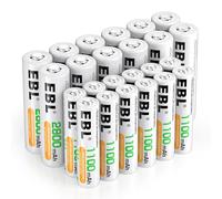 EBL 24pcs AA AAA NiMH Rechargeable Batteries, 12 x 2800mAh AA Batteries bundle with 12 x 1100mAh AAA Batteries