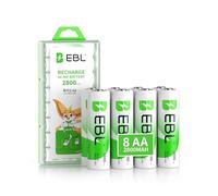 EBL 2800mAh Rechargeable Battery AA 8 Pack, High Capacity 1.2V NIMH AA Rechargeable Batteries with Long Lasting Power, Low Self-Discharge & Pre-Charged