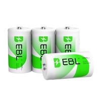 EBL 4 Pack 10000mAh D Size Rechargeable Batteries High Capacity Ni-MH D Batteries (New Packaging, Images Coming Soon)