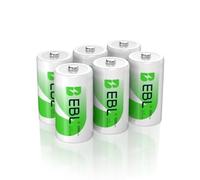EBL 5000mAh C Size Rechargeable Batteries Industrial Battery C Batteries for Flashlights, CD Players, Camping/Emergency Lights, Radios etc, 6 Counts Ni-MH C Cells