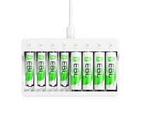 EBL 8 Slots LED Individual Battery Charger AA AAA NiMH with 5V 2A Fast Charging Function, including 4 x Rechargeable Battery AA and 4 x AAA Rechargeable Batteries (New Battery Packaging)