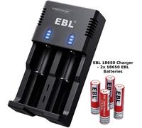 EBL 992 Universal Charger with 2x 18650 3000mAh Batteries - Fast iQuick 500mA, Li-ion & Ni-MH/Ni-Cd AA/AAA Rechargeable