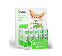 EBL AAA Rechargeable Batteries Ni-MH 1100mAh - High Capacity AAA Battery x 20 and Rechargeable Battery Storage Case x 1 (New Packaging, Images Coming Soon)