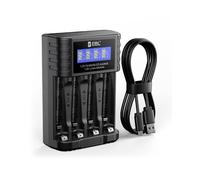 EBL LCD AAA AA battery charger for AA and AAA rechargeable batteries & 1.5V AAA AA Rechargeable Lithium Batteries, USB Fast Charging, Prolonged Power, Universal Battery Charger for Lithium Ni-MH Ni-Cd