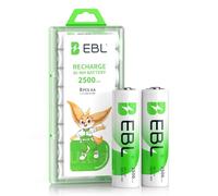 EBL Rechargeable AA Batteries High Performance 2500mAh AA 1.2V Ni-Mh Rechargebale Batteries Pack of 8 with Storage Case