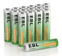 EBL Rechargeable AAA Batteries, Ni-MH Triple A High Capacity 1.2V Pre-Charged 1100mAh Rechargeable Batteries 16 Counts