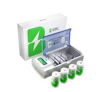 EBL Rechargeable D Batteries with Charger - LCD Universal Smart Battery Charger for C D AA AAA 9V Ni-MH Ni-CD Batteries With D Batteries (4 PACK)