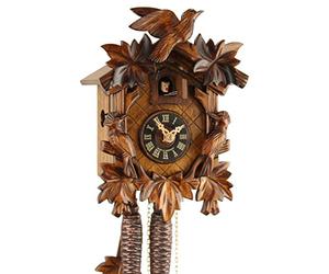 Eble 20-06-12-10 Black Forest Cuckoo Clock Wooden 1-Day Mechanical Mechanism with VDS Certificate Three Bird Design 23 cm