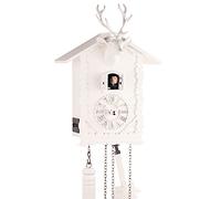 Eble Cuckoo Clock Real Wood Battery Operated Quartz Movement White 26 cm 24380