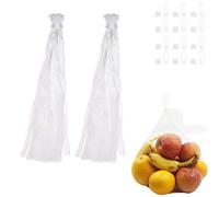 EBOCACB 100pcs Seafood Boiling Bags, Plastic Reusable Mesh Produce Bags, Crawfish Bags Boiling Bags, Mesh Onion Bags, Fruit and Vegetable Produce Bag (24inch and Loop-Style Closures white)