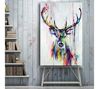 EBONP Canvas print painting decorative painting Watercolor Deer Head Stag Animal Posters and Prints Canvas Painting Wall Picture Scandinavian Nordic Wall Art Nursery Kids Decor-20x28inch