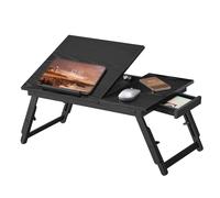 (Ebony Black) Breakfast Tray with Folding Legs, Laptop Desk with Tilting Top, Fits up to 15.6 Inches Laptop