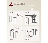 (Ebony Black) Computer Desk, Office Desk, Modern Style, for Study, Bedroom, Living Room, 120 x 60 x 76 cm