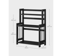 (Ebony Black) Spice Rack, 3-Tier Countertop Storage Shelf, Desktop Organiser with Bamboo Frame, for Kitchen, Dining Room, Office