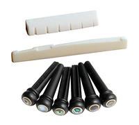 Ebony Bridge Pins+ Bone Slotted Saddle Nut Set for Acoustic Guitar Parts