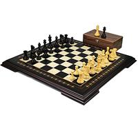 Ebony Chess Set 20 Inch with Helena Chess Board and Weighted Ebonised Morphy Professional Staunton Chess Pieces 3.75 Inch