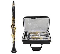 Ebony Clarinet, Bb Flat Woodwind Instrument for Adults & Kids, 17 Key Professional Performance Clarinet with Hard Case, Whistle, Gloves, Cleaning Cloth etc.