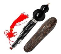 Ebony Hulusi 7-Hole Flute Three-Tone Detachable C Key/B Flat Key Playing Type with Chinese Knot Professional Hulusi(C Key)