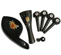Ebony Inlay Violin Accessories Set, 4/4 Size Violin Fingerboard Tailpiece Pegs Endpin Chinrest (Color : 5)