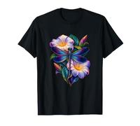 Ebony Jewelwing Damselfly Over Ivory Moonflowers T-Shirt