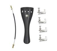 Ebony Violin Tailpiece, Violin Rope with 4 Metal Fine Tuners for 4/3 and 4/4 Violins Universal 4/4 Violin Parts Replacement Kit with Tail Piece and Fine Tuners
