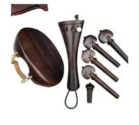 Ebony Wood 4/4 Violin Parts Accesoriess Pegs/Tailpiece/Chinrest With Clamp Cork Tail Gut Fine Tune (Color : Natural Ebony 3)