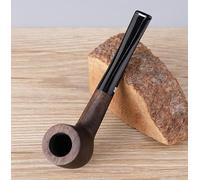 Ebony Wood Tobacco Pipe with Acrylic Cigarette Holder, 9mm Smoke Channel,Lightweight (A)