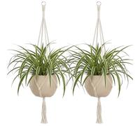 EBOOT 2 Pack 48 Inch Large Macrame Plant Hanger Rope to Hang Flower Pot Plant Holder for Indoor Outdoor Decorations, 4 Legs (Creamy White)